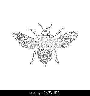 Eine einzige Strichzeichnung der süßen Bienen fliegender abstrakter Kunst. Durchgehende Linien zeichnen Grafikvektor Darstellung sozialer Insekten Biene für Ikone, s Stock Vektor