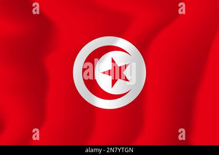 Tunesien Waved Flag Illustration Vector Stock Vektor