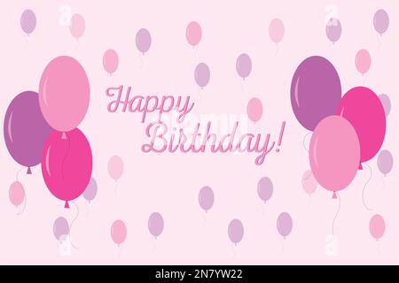 Rosa Happy Birthday Ballons Stock Vektor