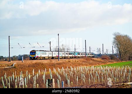 Sechs Wagen TransPennine Train, Shipton by Beningbrough, Yorkshire, England Stockfoto