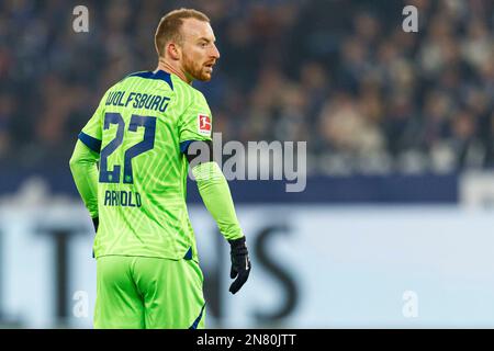 Gelsenkirchen, Deutschland. 10. Februar 2023. firo : 02/10/2023, Fußball, 1. Liga, 1. Bundesliga, Staffel 2022/2023, FC Schalke 04 - VfL Wolfsburg Maximilian Arnold (VfL Wolfsburg) Halbzahl, Kredit: dpa/Alamy Live News Stockfoto