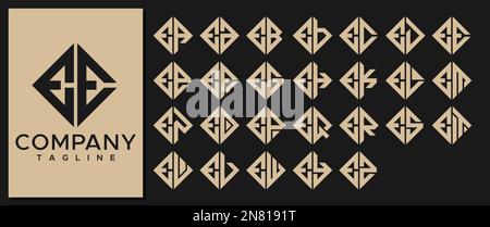 Luxuriöse Designvorlage mit quadratischem Buchstaben „E“. Logo mit modernem EE E-Buchstaben Stock Vektor