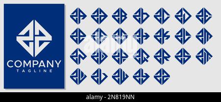 Luxuriöse Designvorlage mit quadratischem Z-Buchstaben. Modernes ZZ-Z-Buchstabe-Logo Stock Vektor