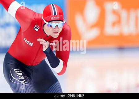 TOMASZOW MAZOWIECKI, POLEN - FEBRUAR 11: Norwegischer Bjorn Magnussen tritt während der ISU Speed Skating World Cup 5 am 11. Februar 2023 in Tomaszow Mazowiecki, Polen, an der Men's B Group 500m Teil (Foto: Andre Weening/Orange Pictures) Kredit: Orange Pics BV/Alamy Live News Stockfoto