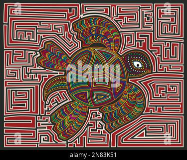 Meeresschildkröte Mola-Indianer-Komposition, Vektordarstellung Stock Vektor