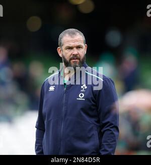 Dublin, Irland. 11. Februar 2023. 11. Februar 2023; Aviva Stadium, Dublin, Irland: Six Nations International Rugby, Irland gegen Frankreich; Andy Farrell Ireland Head Coach Credit: Action Plus Sports Images/Alamy Live News Stockfoto