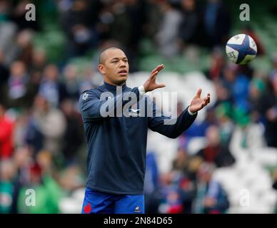 Dublin, Irland. 11. Februar 2023. 11. Februar 2023; Aviva Stadium, Dublin, Irland: Six Nations International Rugby, Irland gegen Frankreich; Frankreich wärmen sich vor dem Kickoff auf Guthaben: Action Plus Sports Images/Alamy Live News Stockfoto