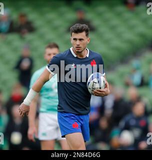 Dublin, Irland. 11. Februar 2023. 11. Februar 2023; Aviva Stadium, Dublin, Irland: Six Nations International Rugby, Irland gegen Frankreich; Frankreich wärmen sich vor dem Kickoff auf Guthaben: Action Plus Sports Images/Alamy Live News Stockfoto