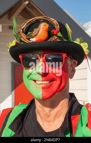 England, Dorset, Isle of Perbeck, Swanage, Swanage Annual Folk Festival, Portrait von Male Morris Dancer Stockfoto