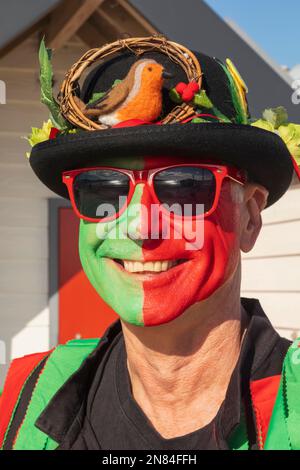 England, Dorset, Isle of Perbeck, Swanage, Swanage Annual Folk Festival, Portrait von Male Morris Dancer Stockfoto