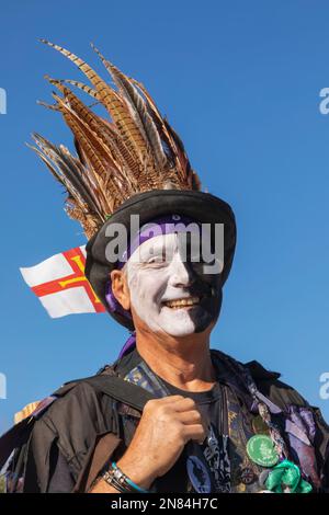 England, Dorset, Isle of Perbeck, Swanage, Swanage Annual Folk Festival, Portrait von Male Morris Dancer Stockfoto