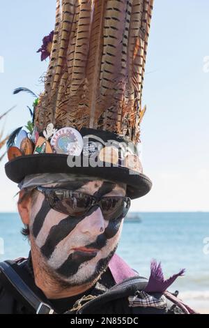 England, Dorset, Isle of Perbeck, Swanage, Swanage Annual Folk Festival, Portrait von Male Morris Dancer Stockfoto