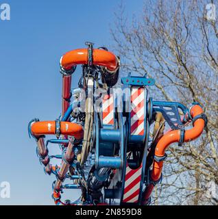 Detailbild eines Betonpumpenwagens Stockfoto