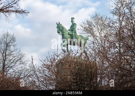 Kaiser Wilhelm II. Denkmal an der Hohenzollernbrücke - Köln, Deutschland Stockfoto