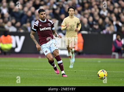 London, Großbritannien. 11. Februar 2023. Emerson (West Ham) beim Spiel West Ham gegen Chelsea Premier League im London Stadium Stratford. Kredit: MARTIN DALTON/Alamy Live News Stockfoto