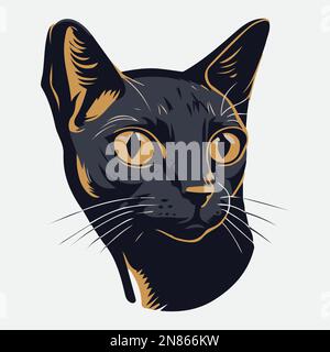 Schwarz-weißer Katzenvektorfilm, perfekt für Haustierliebhaber oder Haustiergeschäft Stock Vektor