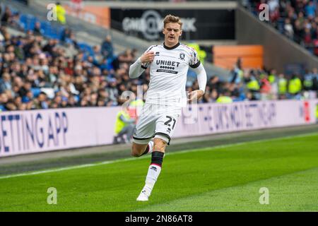 Marcus Forss #21 von Middlesbrough während des Sky Bet Championship-Spiels Cardiff City gegen Middlesbrough im Cardiff City Stadium, Cardiff, Großbritannien, 11. Februar 2023 (Foto von Craig Thomas/News Images) in, am 2.11.2023. (Foto: Craig Thomas/News Images/Sipa USA) Guthaben: SIPA USA/Alamy Live News Stockfoto