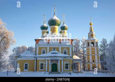 Spaso-Preobrazhensky-Kathedrale an einem Winterabend. Uglich, Region Jaroslawl. Der Goldene Ring Russlands Stockfoto