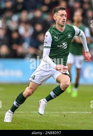 Plymouth, Großbritannien. 11. Februar 2023. Plymouth Argyle Forward Ryan Hardie (9) während des Spiels der Sky Bet League 1 Plymouth Argyle vs Portsmouth at Home Park, Plymouth, Vereinigtes Königreich, 11. Februar 2023 (Foto von Stanley Kasala/News Images) in Plymouth, Vereinigtes Königreich, 2/11/2023. (Foto: Stanley Kasala/News Images/Sipa USA) Guthaben: SIPA USA/Alamy Live News Stockfoto