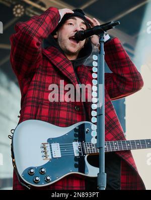 PHILADELPHIA, Pennsylvania, USA - 04. FEBRUAR 2023: All Time Low Performance bei alt 104,5 Winter Jawn bei Xfinity Live! Stockfoto