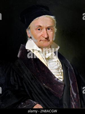 Carl Friedrich Gauß. Porträt des deutschen Mathematikers und Physikers Johann Carl Friedrich Gauss (1777-1855) von Christian Albrecht Jensen, Ol auf Leinwand, 1840 Stockfoto