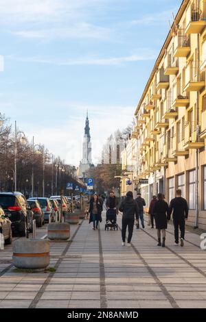 Czestochowa, Polen - 01. Januar 2023: Stadt Częstochowa am ersten Weihnachtsfeiertag. Reisen Stockfoto