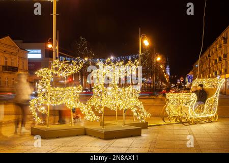 Czestochowa, Polen - 31. Dezember 2023: Stadtzentrum von Czеstochowa am Heiligabend. Reisen Stockfoto