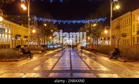 Czestochowa, Polen - 31. Dezember 2023: Stadtzentrum von Czеstochowa am Heiligabend. Reisen Stockfoto