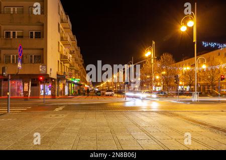 Czestochowa, Polen - 31. Dezember 2023: Stadtzentrum von Czеstochowa am Heiligabend. Reisen Stockfoto