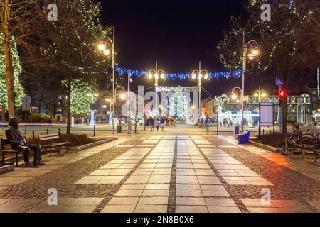 Czestochowa, Polen - 31. Dezember 2023: Stadtzentrum von Czеstochowa am Heiligabend. Reisen Stockfoto