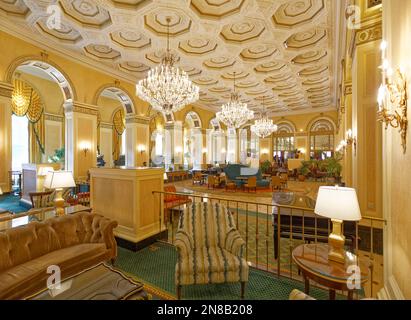 Rezeptionsbereich, Omni William Penn Hotel. Das Wahrzeichen Hotel ist seit 1916 in Betrieb. Stockfoto