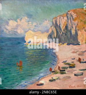 Etretat: Der Strand und die Falaise d’Amont. Claude Monet. 1885. Stockfoto