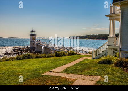 Marshall Point Lighthouse in Port Clyde, Maine Stockfoto