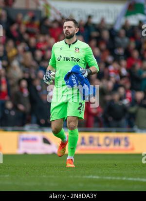 Wrexham, Wrexham County Borough, Wales. 11. Februar 2023 Wrexham Torwart Rob Lainton, während des Wrexham Association Football Club V Wealdstone Football Club auf dem Rennplatz in der Vanarama National League. (Bild: ©Cody Froggatt/Alamy Live News) Stockfoto