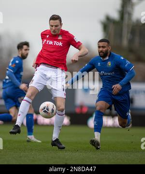 Wrexham, Wrexham County Borough, Wales. 11. Februar 2023 Wrexhams Paul Mullin spielte im Wrexham Association Football Club V Wealdstone Football Club auf dem Rennplatz in der Vanarama National League. (Bild: ©Cody Froggatt/Alamy Live News) Stockfoto