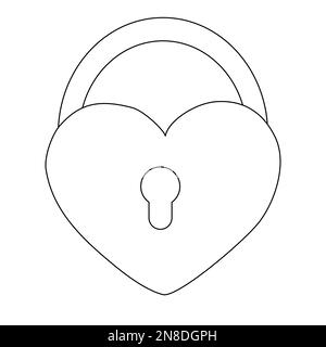 Schloss in Herzform, Design-Element für Valentinstag, flache Vektordarstellung für Malbuch Stock Vektor