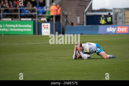 Barrow's GED Garner während des Spiels der Sky Bet League 2 zwischen Barrow und Newport County in der Holker Street, Barrow-in-Furness am Samstag, den 11. Februar 2023. (Foto: Ian Allington | MI News) Kredit: MI News & Sport /Alamy Live News Stockfoto