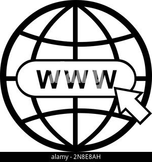 vektordarstellung des Internet-Symbols in Schwarz-Weiß Stock Vektor