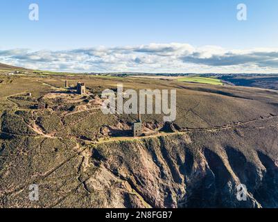 Wheal Coates Tin Mine Walk from a drone, Saint Agnes, Cornwall, England Stockfoto