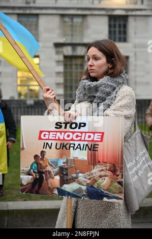 Downing Street, London, Großbritannien. 11. Februar 2023 Ukrainisch rief die Welt an, um die Ukraine und die Waffenunterstützung zu unterstützen, Russland aufzuhalten und Russland jetzt zu sanktionieren. Kredit: Siehe Li/Picture Capital/Alamy Live News Stockfoto