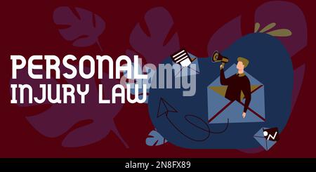 Text zum Personenverletzungsgesetz. Konzeptionelles Foto von Verletzungen oder Verletzungen in der Arbeitsumgebung Stockfoto