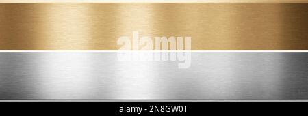 Genähte Strukturen aus Aluminium, Bronze und Messing. 3D Rendern Stockfoto