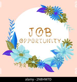 Schreiben mit Anzeige des Textes „Stellenangebot“. Unternehmen zeigen eine Chance auf einen Arbeitsplatz oder die Chance, einen Arbeitsplatz zu finden Stockfoto