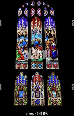 St. Peter & Jesus Buntglasfenster in der St. John's Episcopal Church, Edinburgh, Schottland Stockfoto