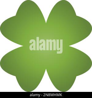 Shamrock - grün gradient vierblättrige Kleeblatt-Symbol. Viel Glück Thema Design-Element. Einfache geometrische Form Vektordarstellung. Stock Vektor