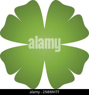 Shamrock - grün gradient vierblättrige Kleeblatt-Symbol. Viel Glück Thema Design-Element. Einfache geometrische Form Vektordarstellung. Stock Vektor