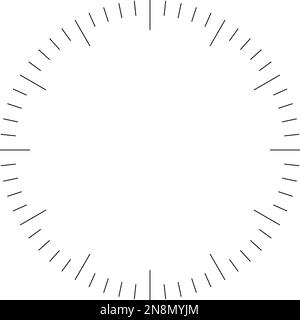 Ziffernblatt. Leere Stundenwahl. Striche markieren Minuten und Stunden. Einfache flache Vektordarstellung. Stock Vektor
