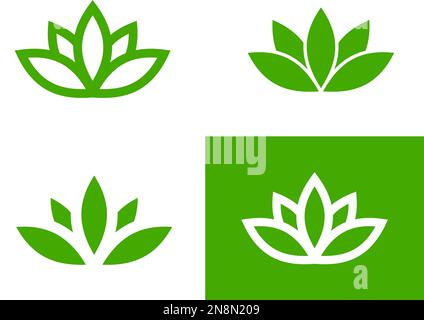 Vier grüne Lotus-Silhouetten, Vektordarstellung Stock Vektor