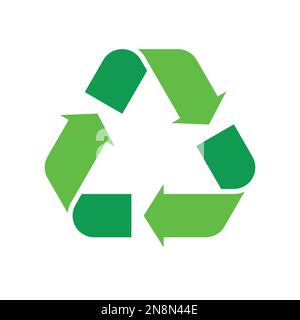 Universal Recycling Symbol. Thema: Geringer oder gar kein Abfall, klare Energie, Schutz natürlicher Ressourcen, Schutz natürlicher Ökosysteme oder ökologische Nachhaltigkeit des Planeten. Grünes, flaches Vektorsymbol. Stock Vektor