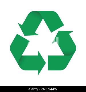 Universal Recycling Symbol. Umgekehrte Version. Thema: Geringer oder gar kein Abfall, klare Energie, Schutz natürlicher Ressourcen, Schutz natürlicher Ökosysteme oder ökologische Nachhaltigkeit des Planeten. Grünes 3D-Vektorsymbol. Stock Vektor